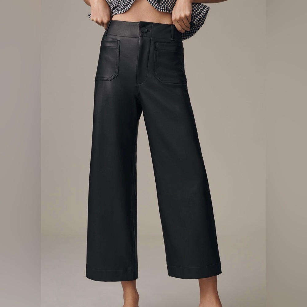 Anthropologie Maeve Colette Faux Leather Cropped pants size 30 - Picture 4 of 9